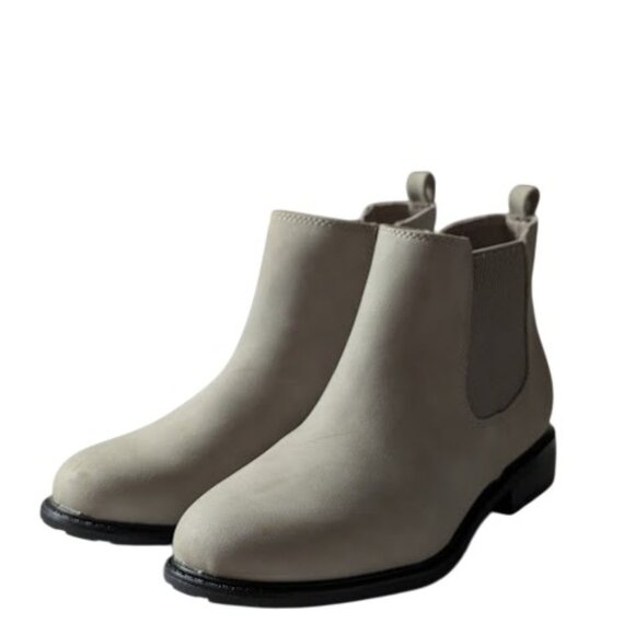 White Mountain Women's Taupe Comfort Stacked Block Heel Chelsea  Bootie Size 8 - Picture 7 of 8